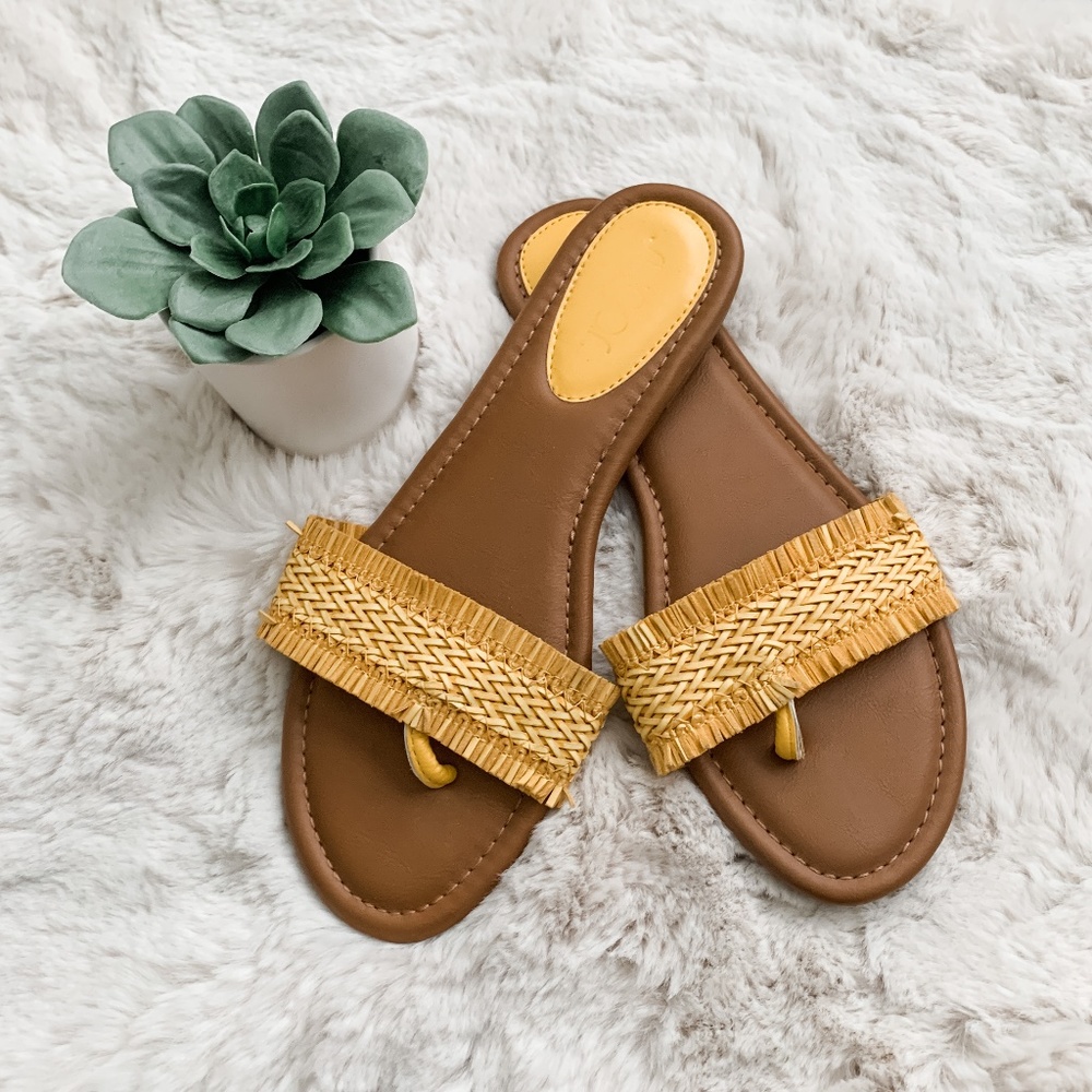 Sugar Yellow Rattan Sandals- Size 9